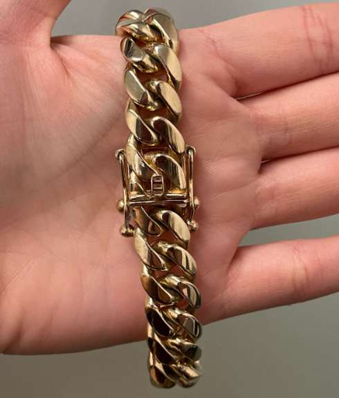 Large 14kt Solid Yellow Gold Miami Cuban Link Bracelet- 88.0 Grams!