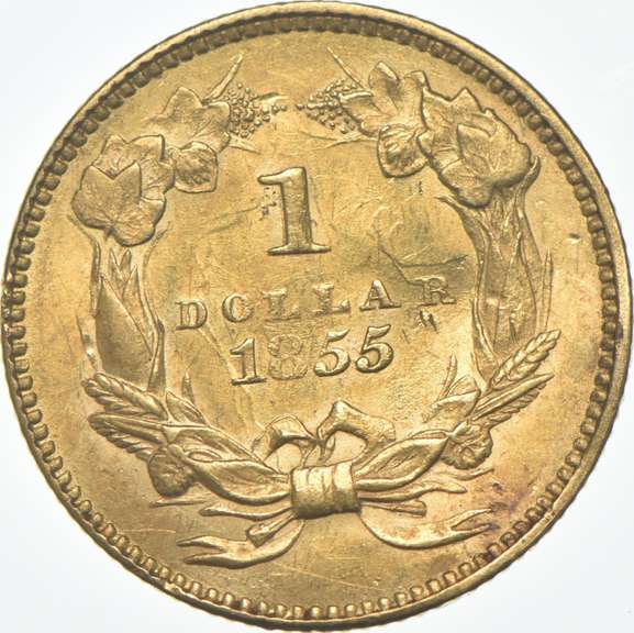 1855 $1 Indian Princess Head Gold Dollar