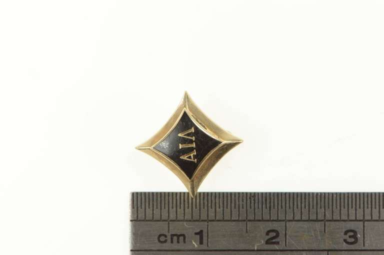 10K Yellow Gold Alpha Iota Lambda Black Enamel Lapel Frat. Pin/Brooch
