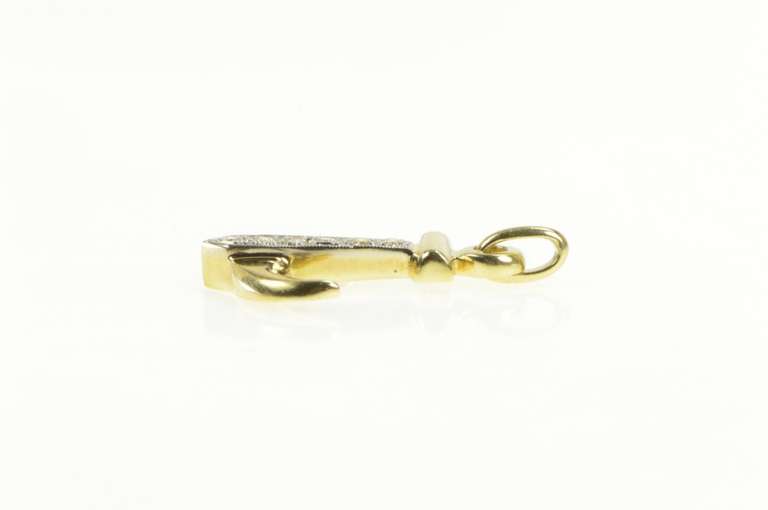 14K Yellow Gold Diamond Anchor Nautical Motif Sailing Hope Pendant