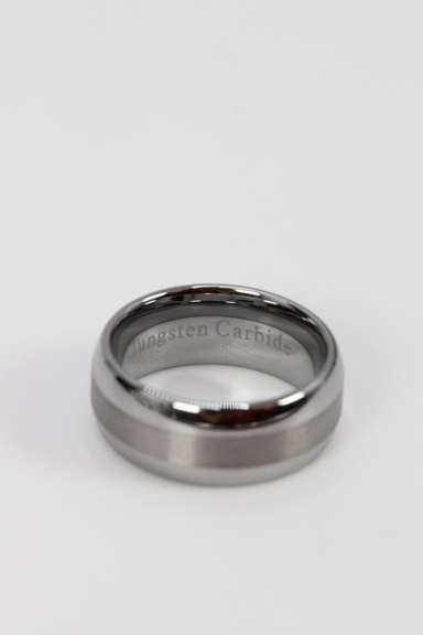 Men's Tungsten Carbide Brushed Center Wedding Band Comfort Fit Ring Size 6.5
