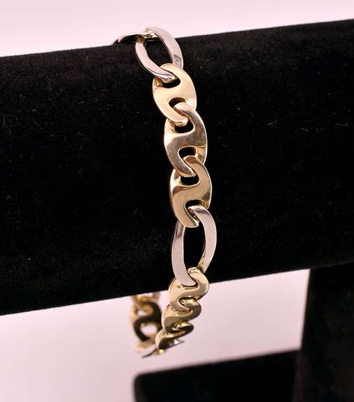 Fantastic Figaro Chain Bracelet in 14K Two-Tone Gold