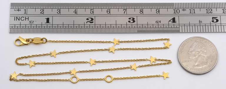 Sweet 14k Cable Link Necklace with Stars
