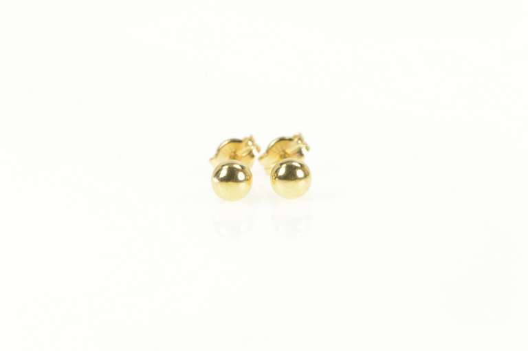 10K Yellow Gold 3.9mm Ball Sphere Round Classic Stud Earrings