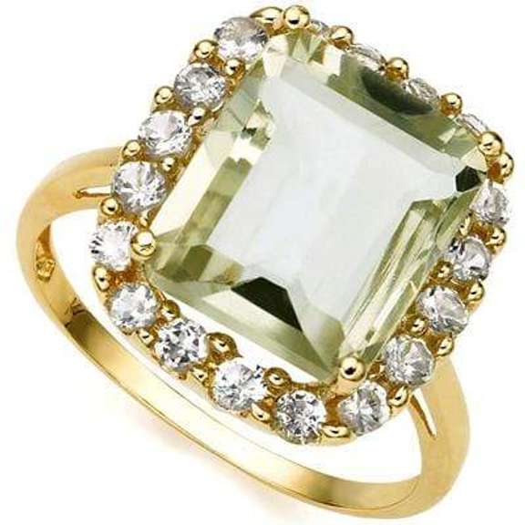 5.84 CARAT TW (19 PCS) GREEN AMETHYST WHITE TOPAZ 10K SOLID YELLOW GOL
