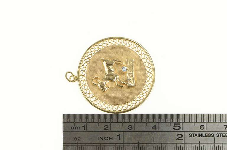 14K Yellow Gold Aries Ram Astrology Zodiac Star Sign Charm/Pendant