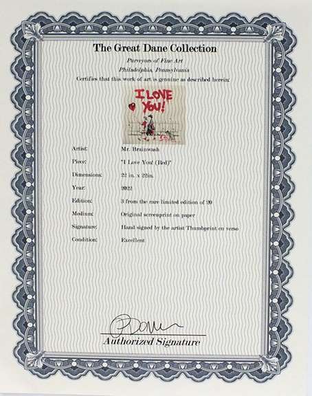 Extremely Rare and Collectable Signed Mr. Brainwash- I Love You