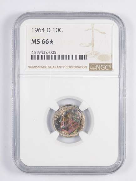 MS66* 1964-D Roosevelt Dime - STAR GRADE - MONSTER TONING - Graded NGC