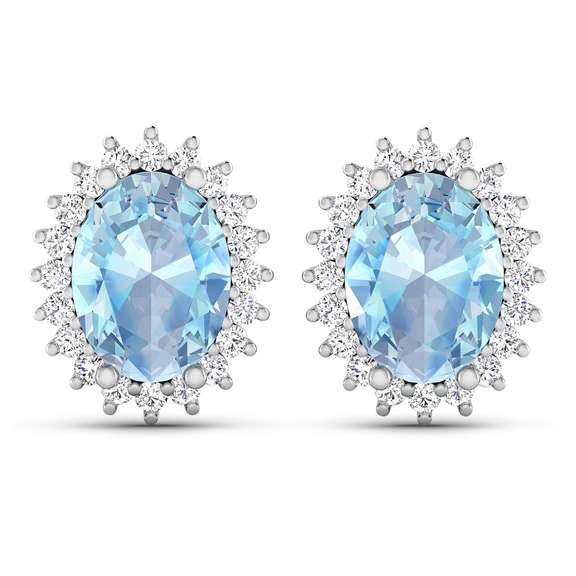 14 Kt White Gold Aquamarine Earrings