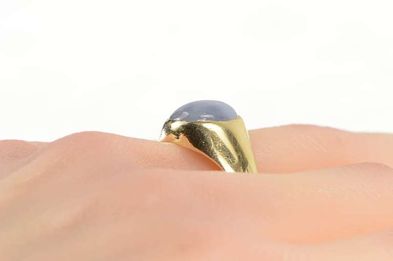 14K Yellow Gold 10.25 Ct Natural Light Blue Star Sapphire Ring