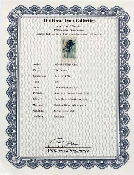 Salvador Dali lithograph on paper signed in the plate