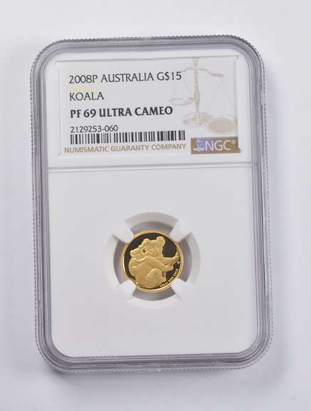 PF69 UCAM 2008-P Australia $15 Gold Koala 1/10 Oz. Fine Gold NGC