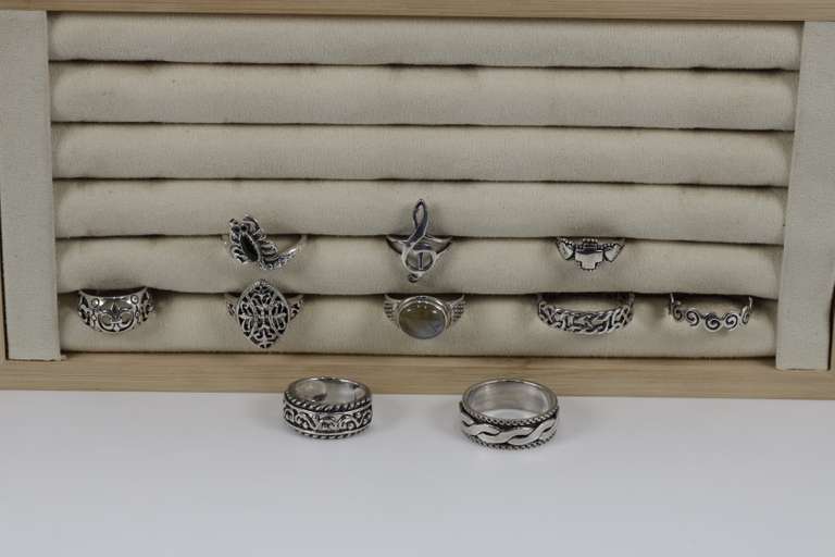 Sterling Silver Curated Ring Assortment Various Sizes & Styles (10 Ring Lot)
