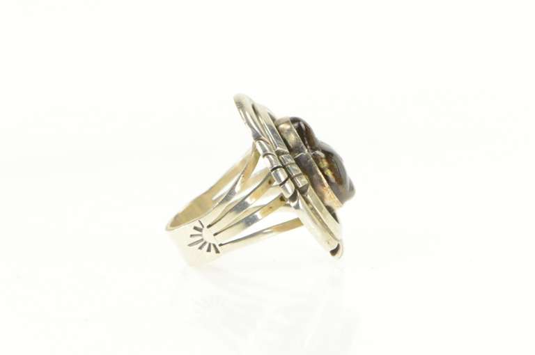 Sterling Silver Native American James H Johnson Fire Agate Ring