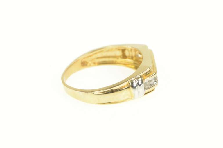 10K Yellow Gold 0.20 Ctw Diamond Squared Channel Men's Ring