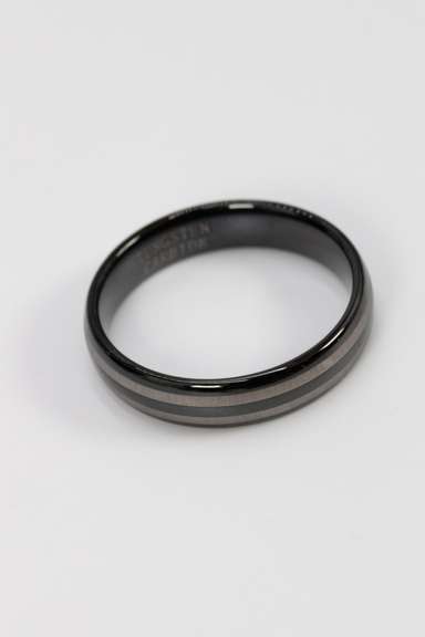 Men's Tungsten Carbide Gray Black Two Tone Wedding Band Comfort Fit Ring Size 15