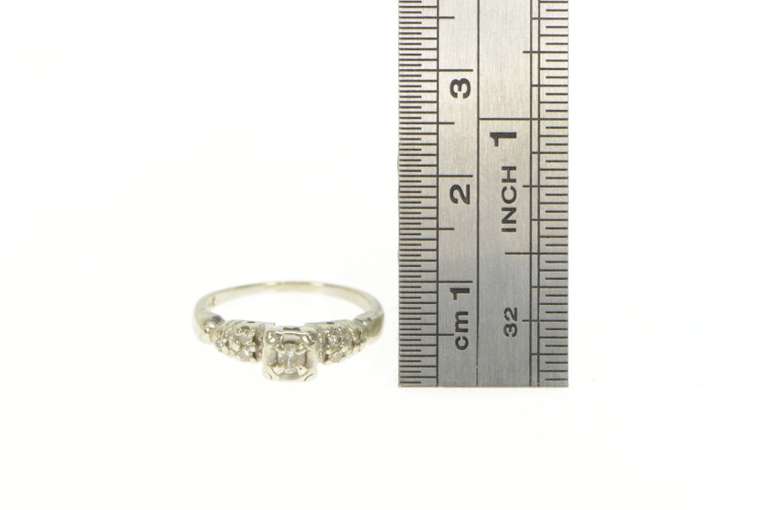 14K White Gold 1940's Diamond Classic Promise Engagement Ring