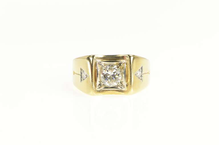14K Yellow Gold 1.00 Ctw 1940's Diamond Square Wedding Ring