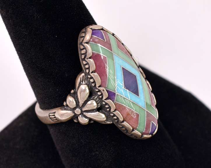 Multi-gem Sterling Silver Ring