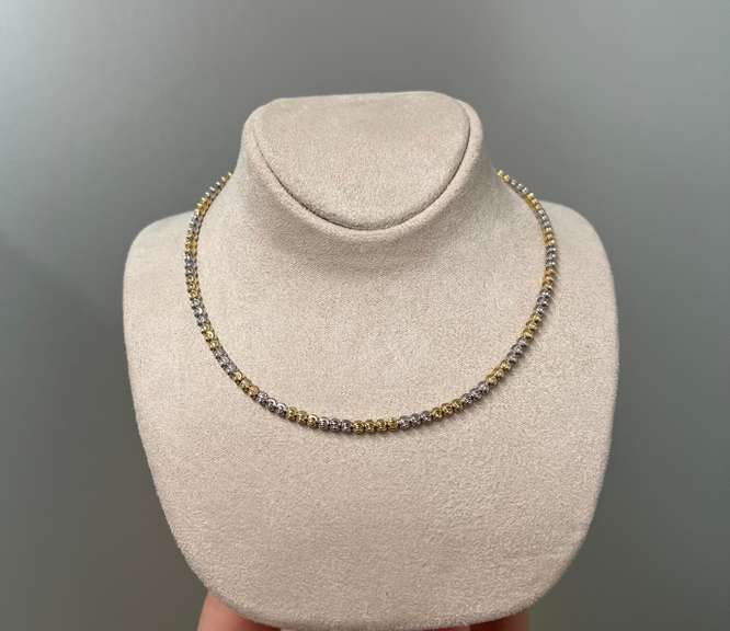 14kt Solid Tri-Color Gold Beaded Necklace