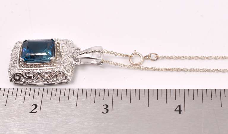 Sterling necklace With Blue Gem Pendant