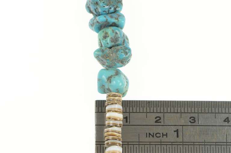 Sterling Silver Native American Raw Turquoise Onyx Beaded Necklace