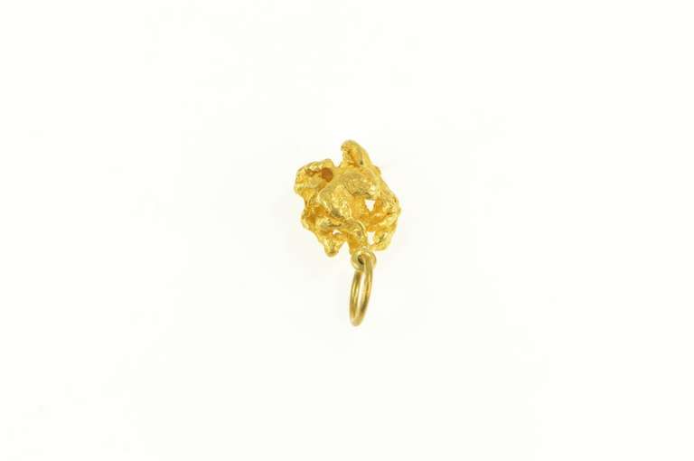 24K Yellow Gold Textured Raw Abstract Nugget Cluster Charm/Pendant