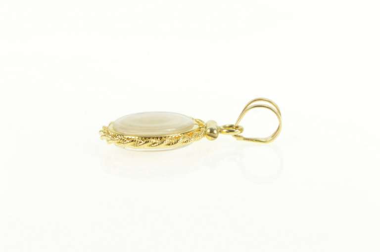 14K Yellow Gold Rope Trim Gold Nugget Raw Pebble Capsule Charm/Pendant