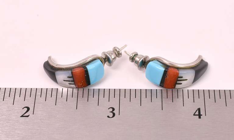 Native American Half Hoop Inlay Earrings