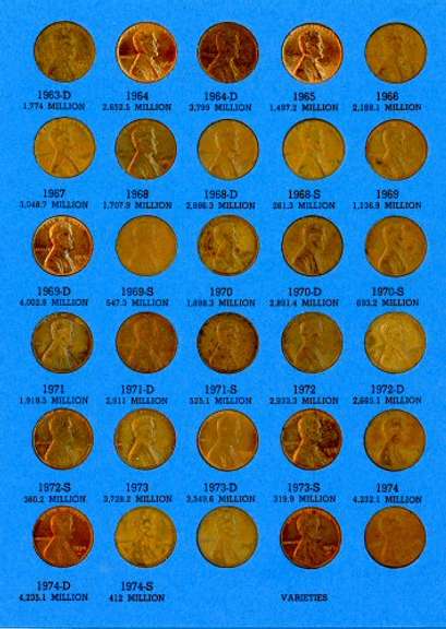 Set of Lincoln Wheat Cents 1941-1975-S in Album