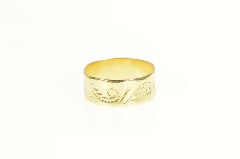 14K Yellow Gold Scroll 1950's Paisley Vintage Band 6mm Ring