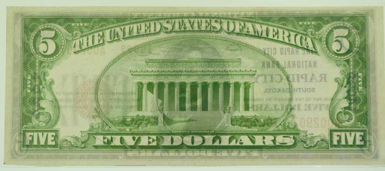 1929 Series $5 National of Rapid City, ND. CGA-64