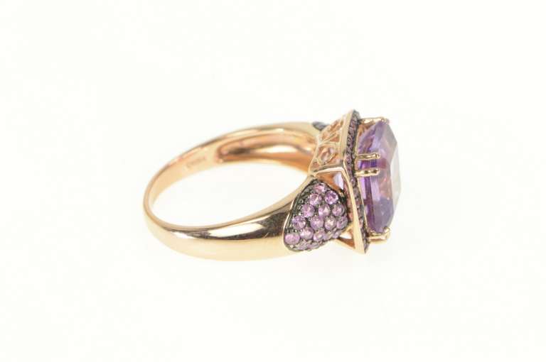 14K Rose Gold 5.85 Ctw Amethyst Tourmaline Pave Statement Ring