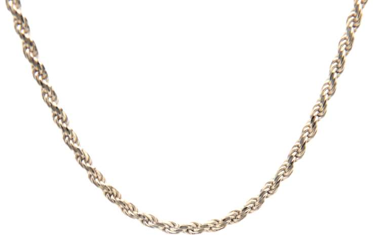 Vintage Italian 925 Sterling Silver Rope Chain Necklace