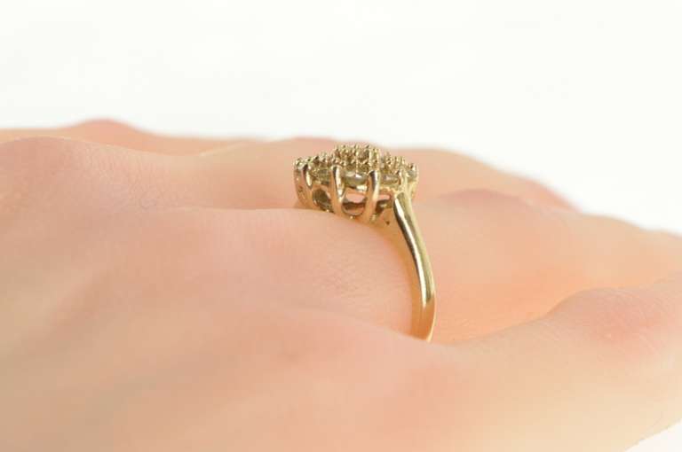 10K Yellow Gold 1.00 Ctw Diamond Round Halo Cluster Vintage Ring