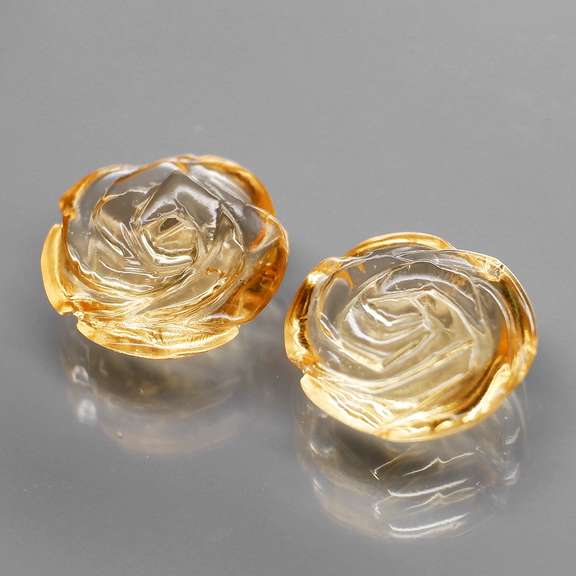 Translucent! 3.21ct champagne Citrine flower carvings