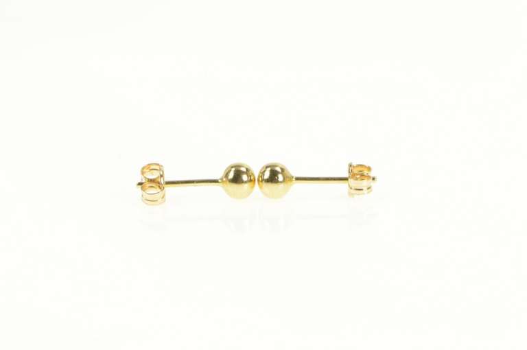 10K Yellow Gold 3.9mm Ball Sphere Round Classic Stud Earrings