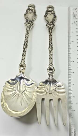 Ornate Lily 2 Piece Sterling Salad Serving Set by Whiting