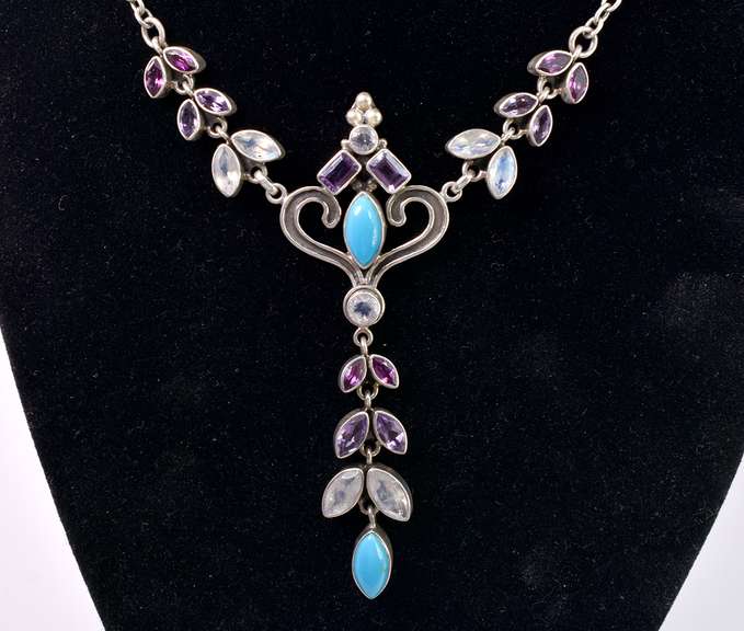 Multi-gem Sterling Necklace