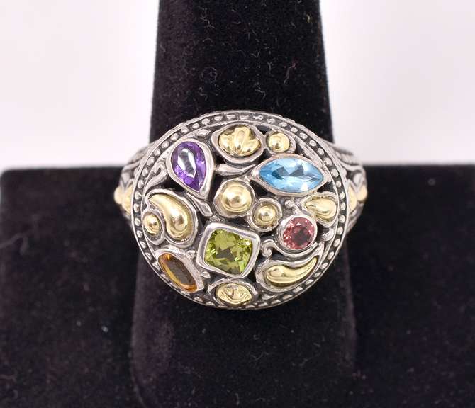 Multi-gem Sterling Silver Ring