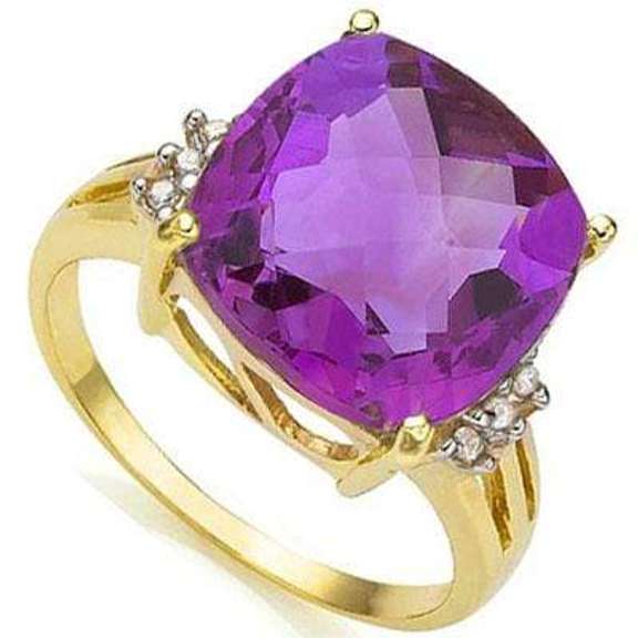 5.86 CARAT TW (7 PCS) AMETHYST & GENUINE DIAMOND 10K SOLID YELLOW GOLD