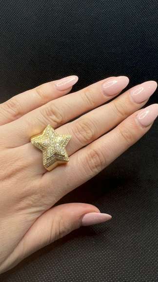 MEN'S HIP-HOP STAR RING 14K YELLOW GOLD WITH 2.50 CT IN DIAMONDS