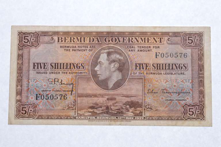 1937 Bermuda 5 Shillings - World Note