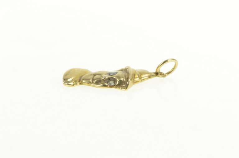 14K Yellow Gold Sapphire Eyed Man in Fedora Hat Vintage Charm/Pendant
