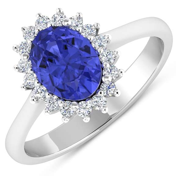 Pretty 14 Kt White Gold Tanzanite Diamond Ring