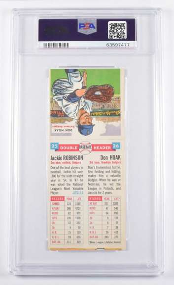 6 EX MT Jackie Robinson Hoak Brooklyn Dodgers 1955 Topps DBLhead PSA