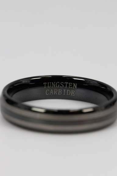 Men's Tungsten Carbide Gray Black Two Tone Wedding Band Comfort Fit Ring Size 15