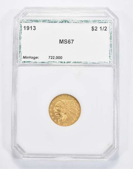 MS67 1913 $2.50 Indian Head Gold Quarter Eagle - Graded PCI