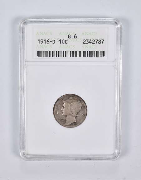G6 1916-D Mercury Dime ANACS
