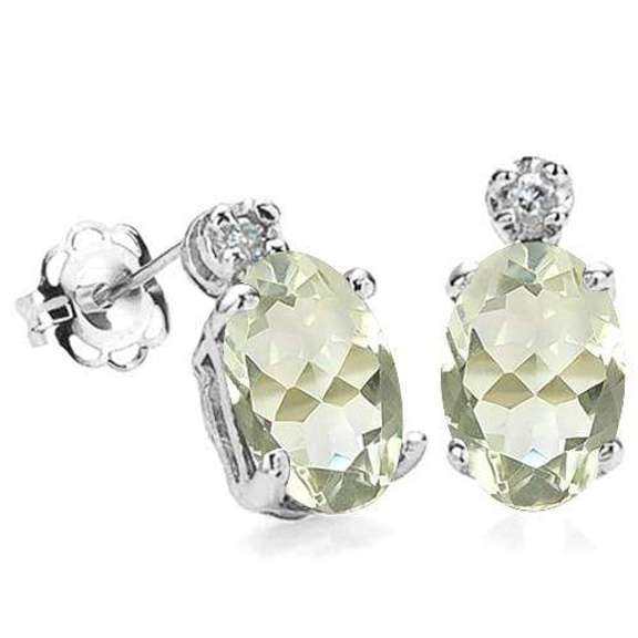 4/5CT GREEN AMETHYST 10KT GOLD STUDS